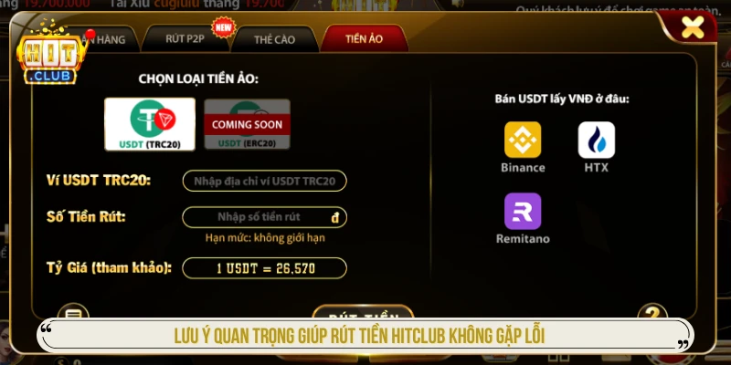 Rút Tiền HITCLUB – Quy Trình Đổi Thưởng Siêu Tốc An Toàn Lưu ý quan trọng giúp rút tiền HITCLUB không gặp lỗi